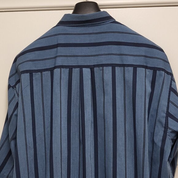 Vintage Puritan Mens Shirt Button Up 2XLT Short Sleeve Striped Blue - Picture 10 of 14